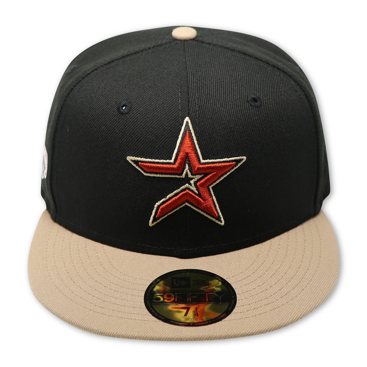 New Era Unisex MLB Houston Astros 2005 World Series 59Fifty Fitted Hat  70761526 Chrome Black/Olive, Red Undervisor