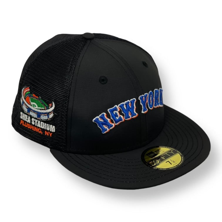 NEW YORK METS BLACK TRUCKER SHEA STADIUM NEW ERA 59FIFTY FITTED 4ucaps