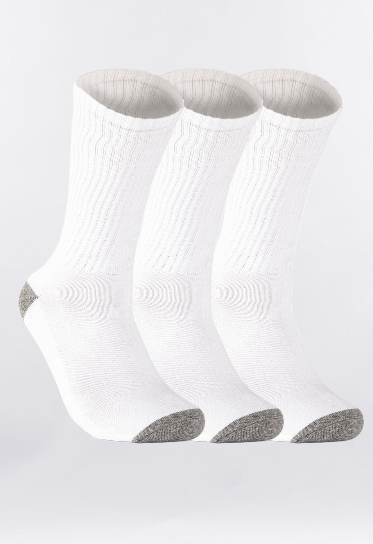 CITY LAB MEN'S ATHLETIC WHITE CREW SOCKS (PACK OF 3 PAIRS)