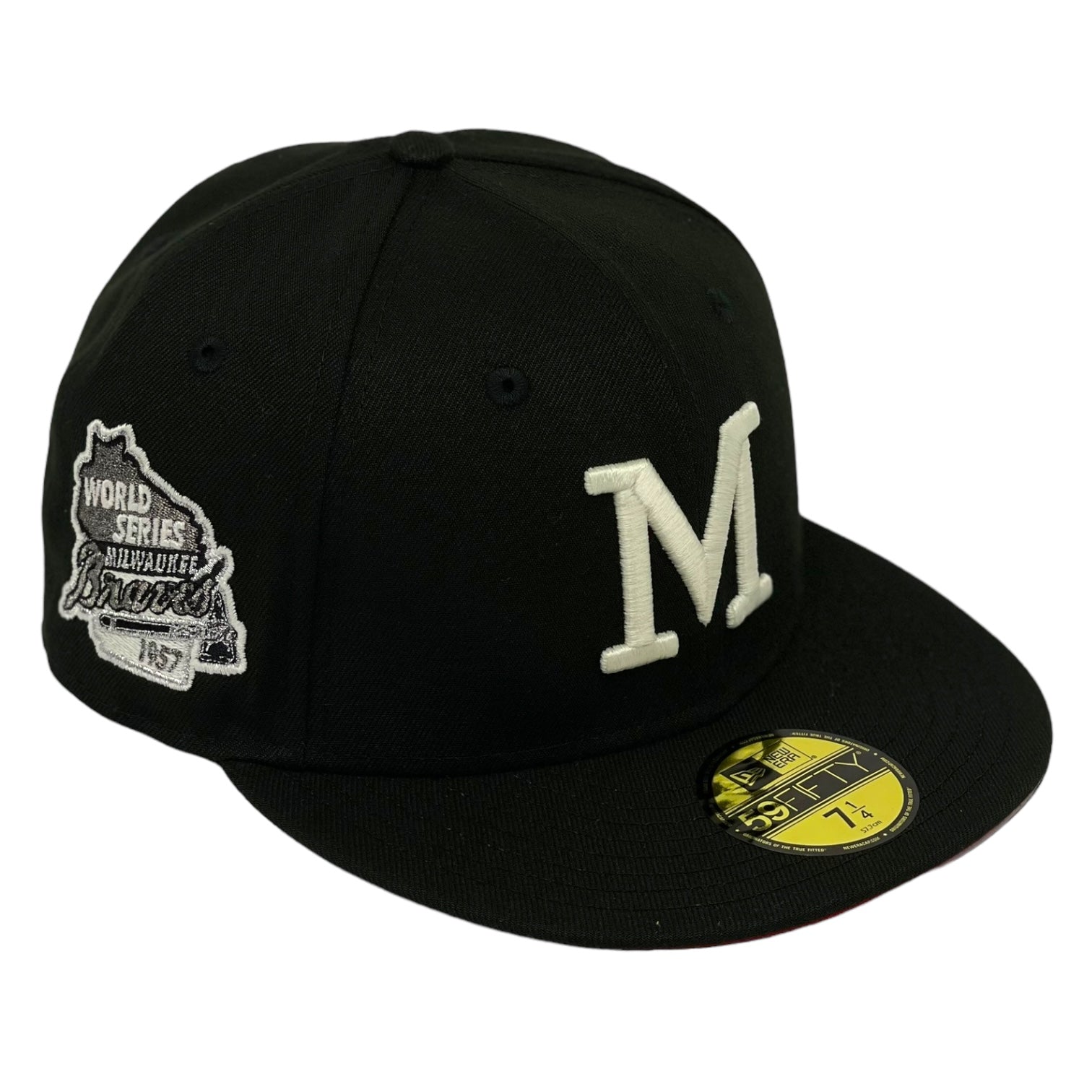 MILWAUKEE BRAVES (1957 WORLD SERIES) NEW ERA 59FIFTY FITTED (RED UNDER VISOR) (GLOW IN THE DARK)