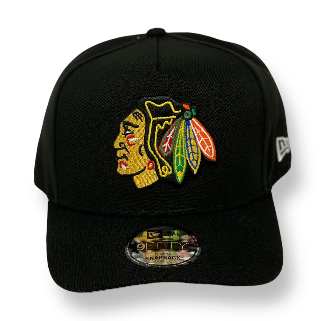 CHICAGO BLACKHAWKS (BLACK) "9FIFTY AFRAME" NEW ERA SNAPBACK  (6447)