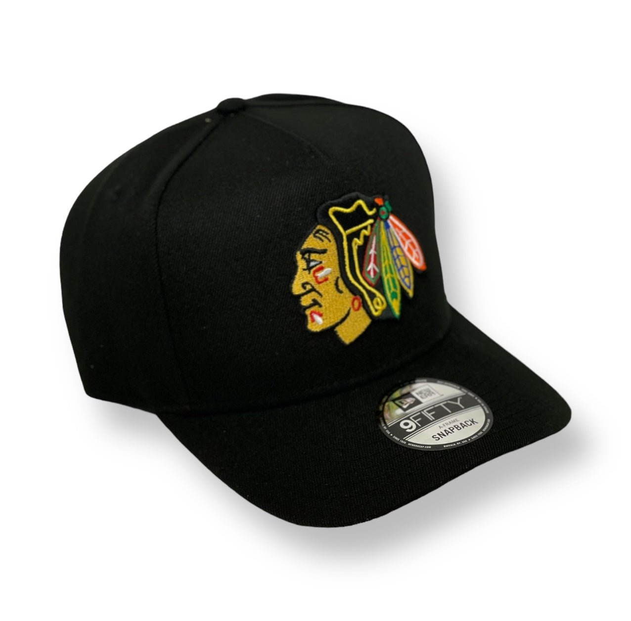 CHICAGO BLACKHAWKS (BLACK) "9FIFTY AFRAME" NEW ERA SNAPBACK  (6447)